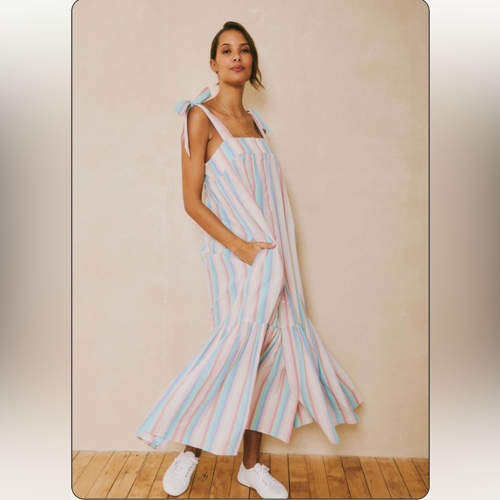 OPHELIA & INDIGO Striped Sleeveless Dress with pockets Size Xs